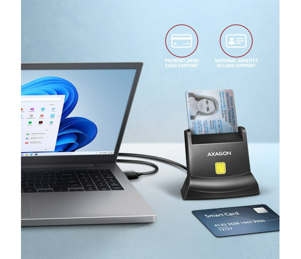 Axagon CRE-SM4N USB-A Smart card FLATREADER CZYTNIK - 1485438 - zdjęcie 3